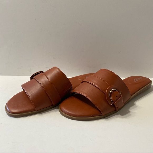 Rockport "NEW" Rust Brown Yara Buckle Open Toe Slide Sandals Size 9 - Picture 4 of 8